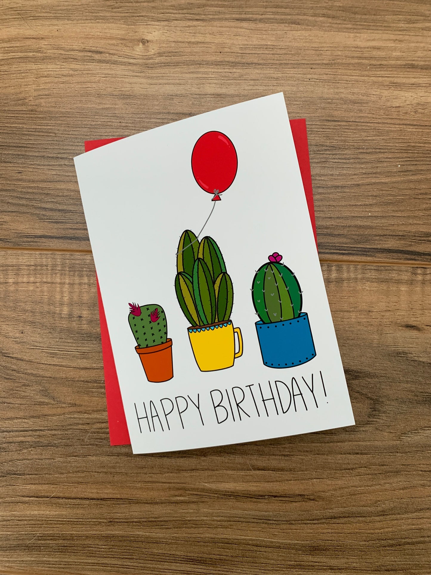 Handmade Succulent and Cactus Birthday Card by StoneDonut Design