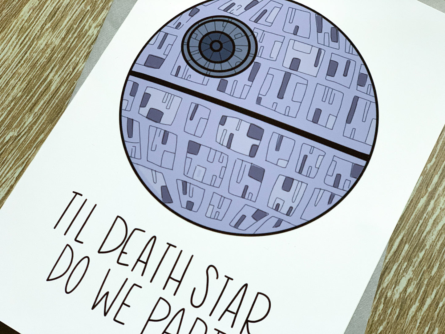 Handmade Star Wars Wedding Card for Bride or Groom Til Death Star Do We Part by StoneDonut Design