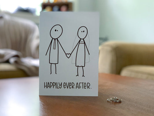 Handmade Happily Ever After Wedding Card by StoneDonut Design