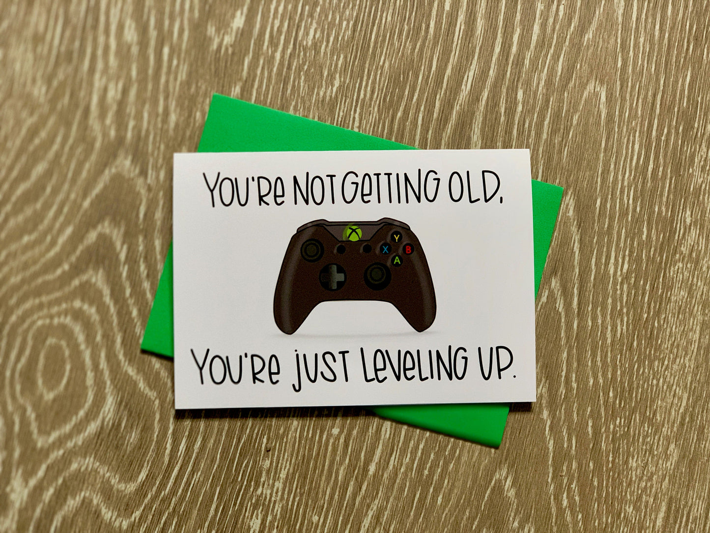 You're Not Old, You're Just Leveling Up Gamer Birthday Card by StoneDonut Design