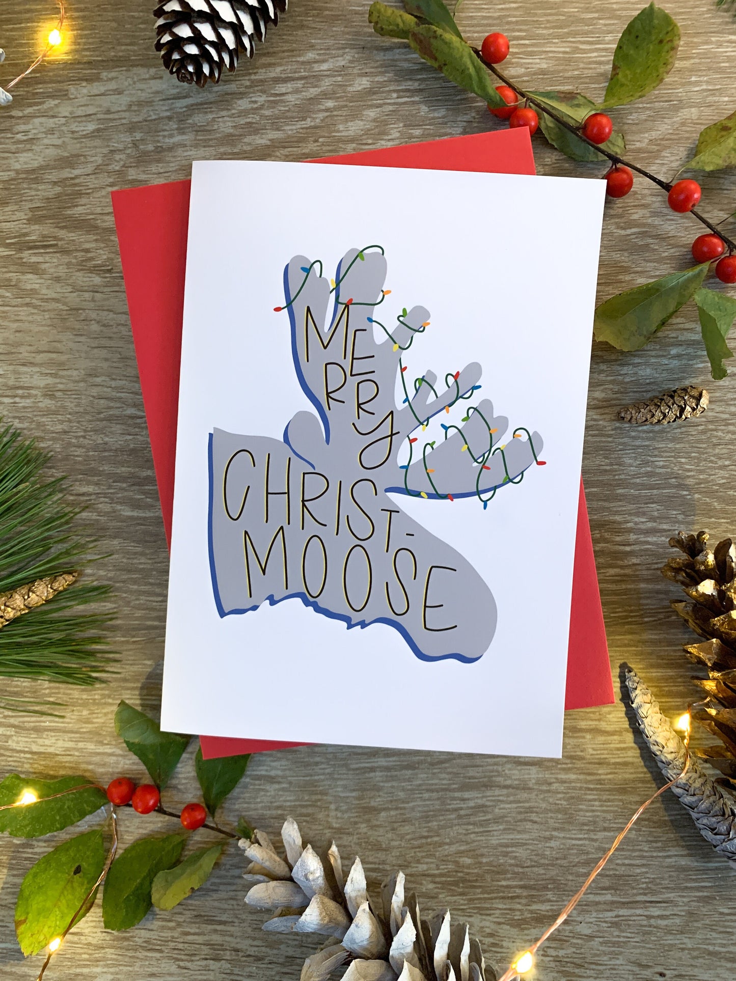 Handmade Merry Christmas Moose Card by StoneDonut Design