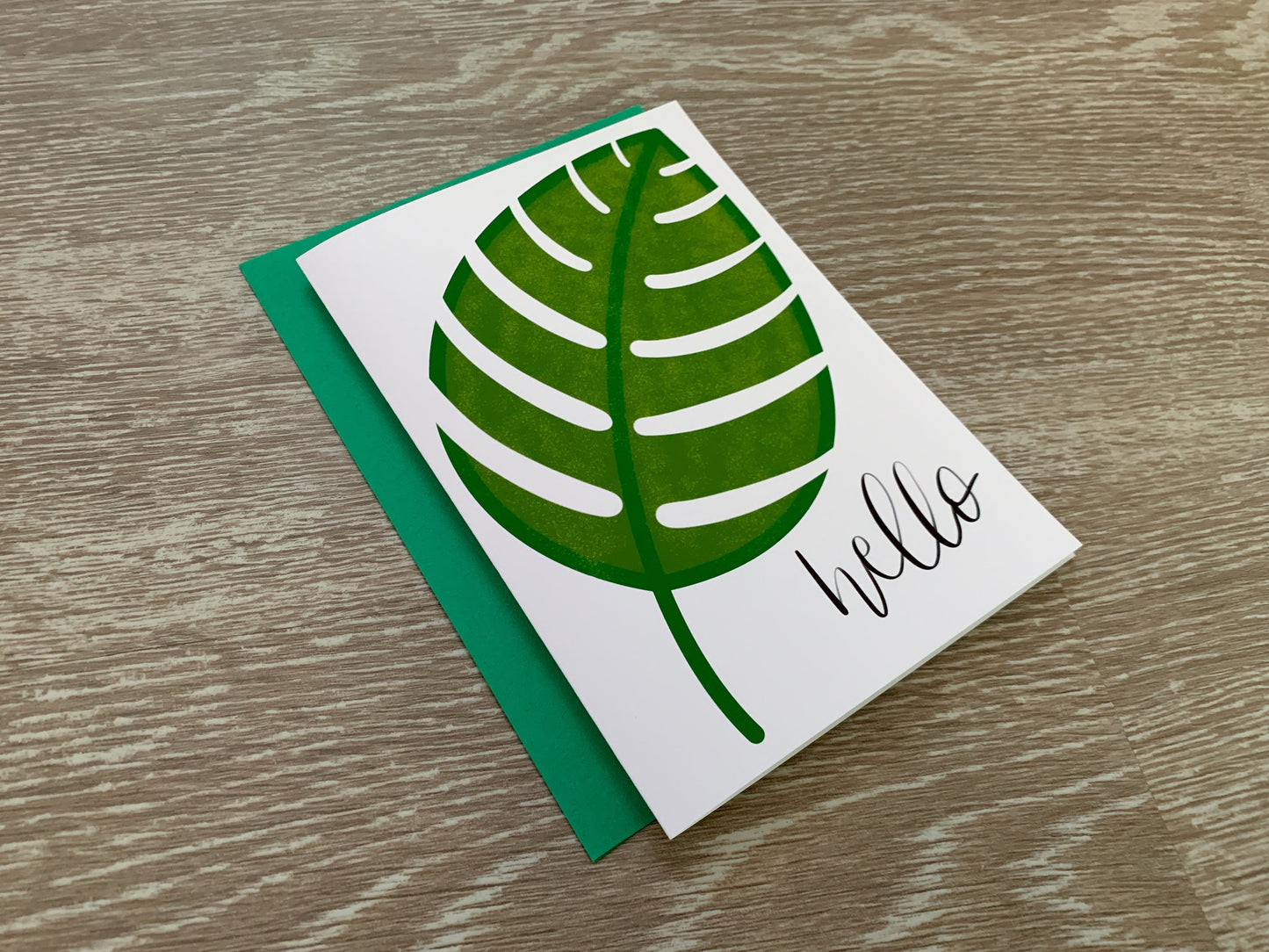 Monstera Leaf Handmade Note Card by StoneDonut Design