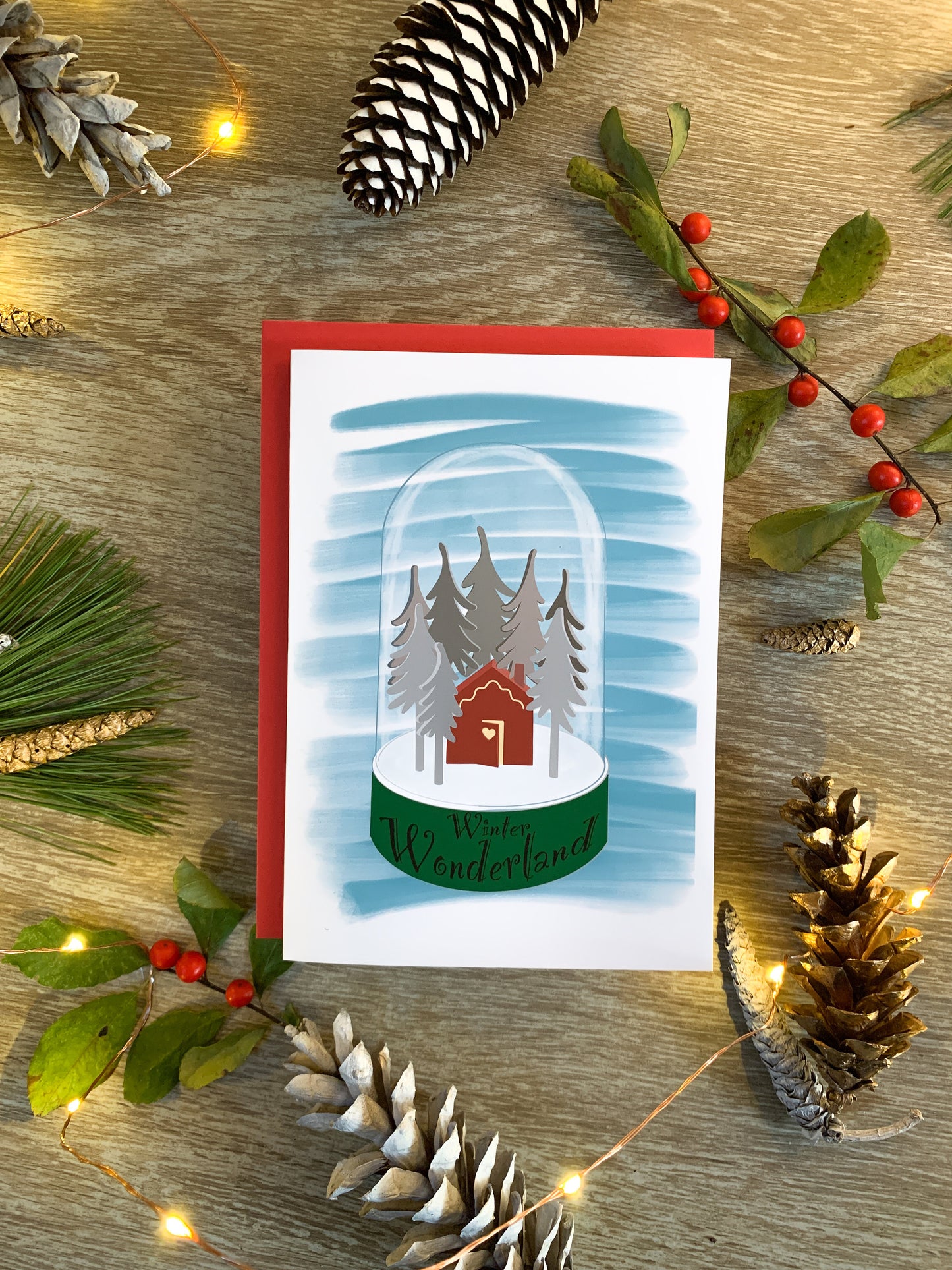 Handmade Winter Wonderland Snowglobe Holiday Card by StoneDonut Design