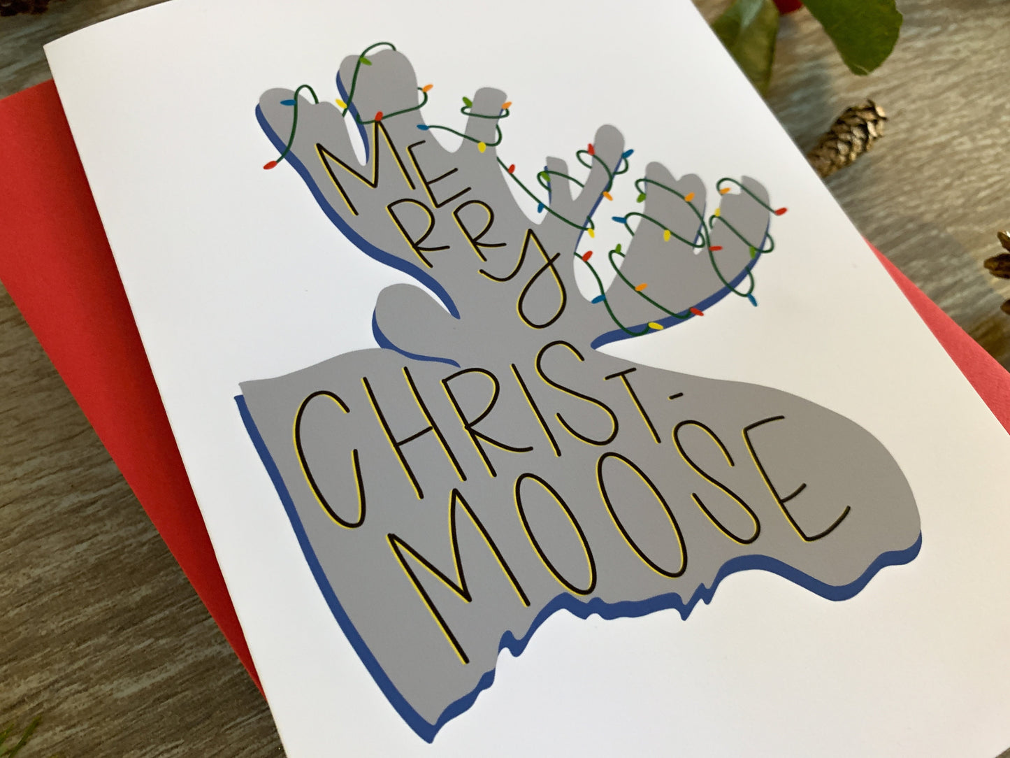 Handmade Merry Christmas Moose Card by StoneDonut Design