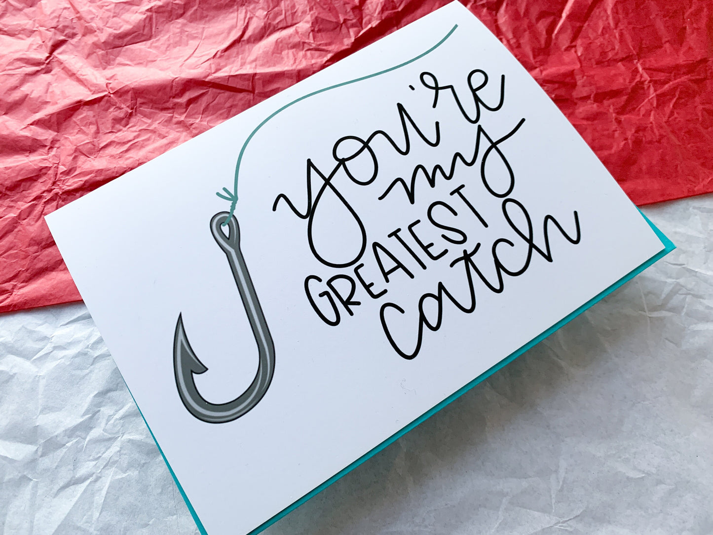 Greatest Catch Card Handmade Love Relationship Fisherman Card by StoneDonut Design