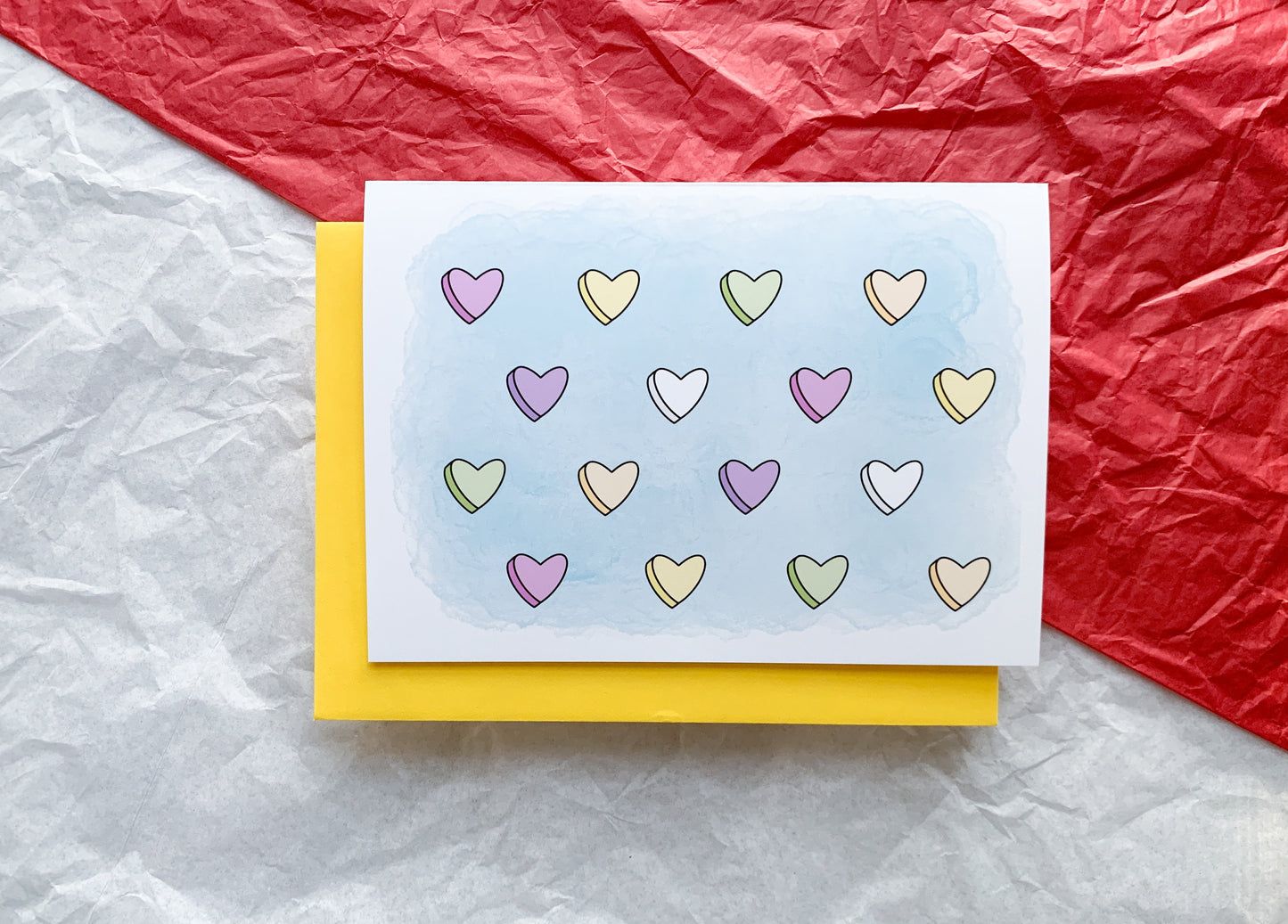 Tiny Candy Hearts Cute Handmade Valentine's Day Card by StoneDonut Design