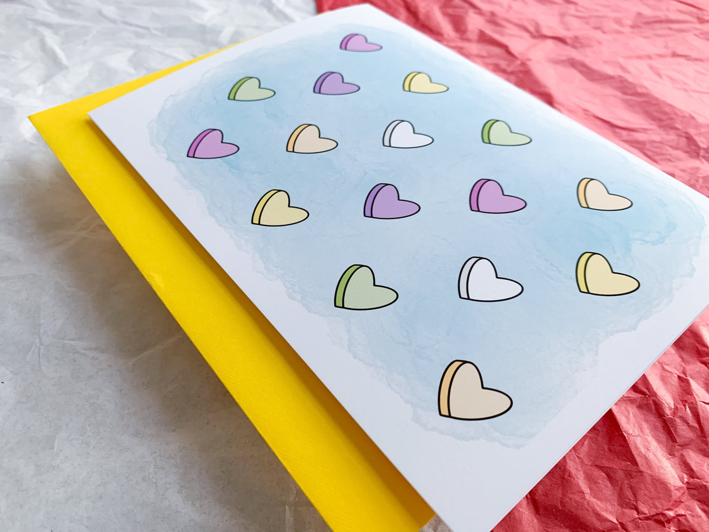 Tiny Candy Hearts Cute Handmade Valentine's Day Card by StoneDonut Design