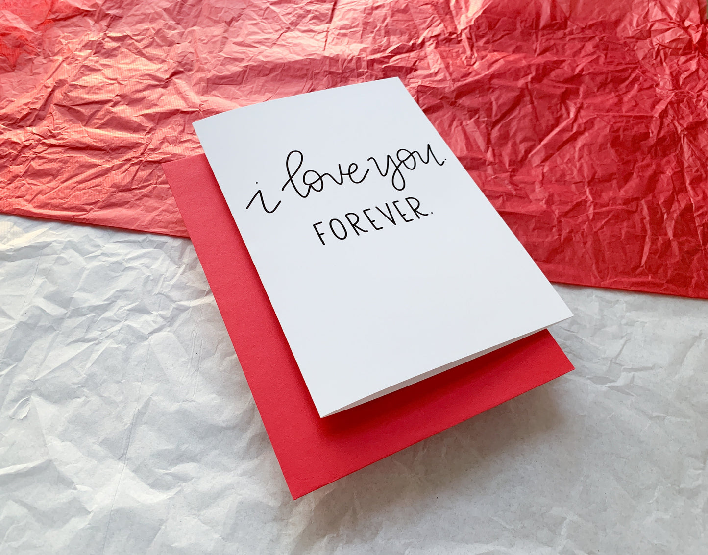 I Love You Forever Simple Handmade Valentine's Card by StoneDonut Design