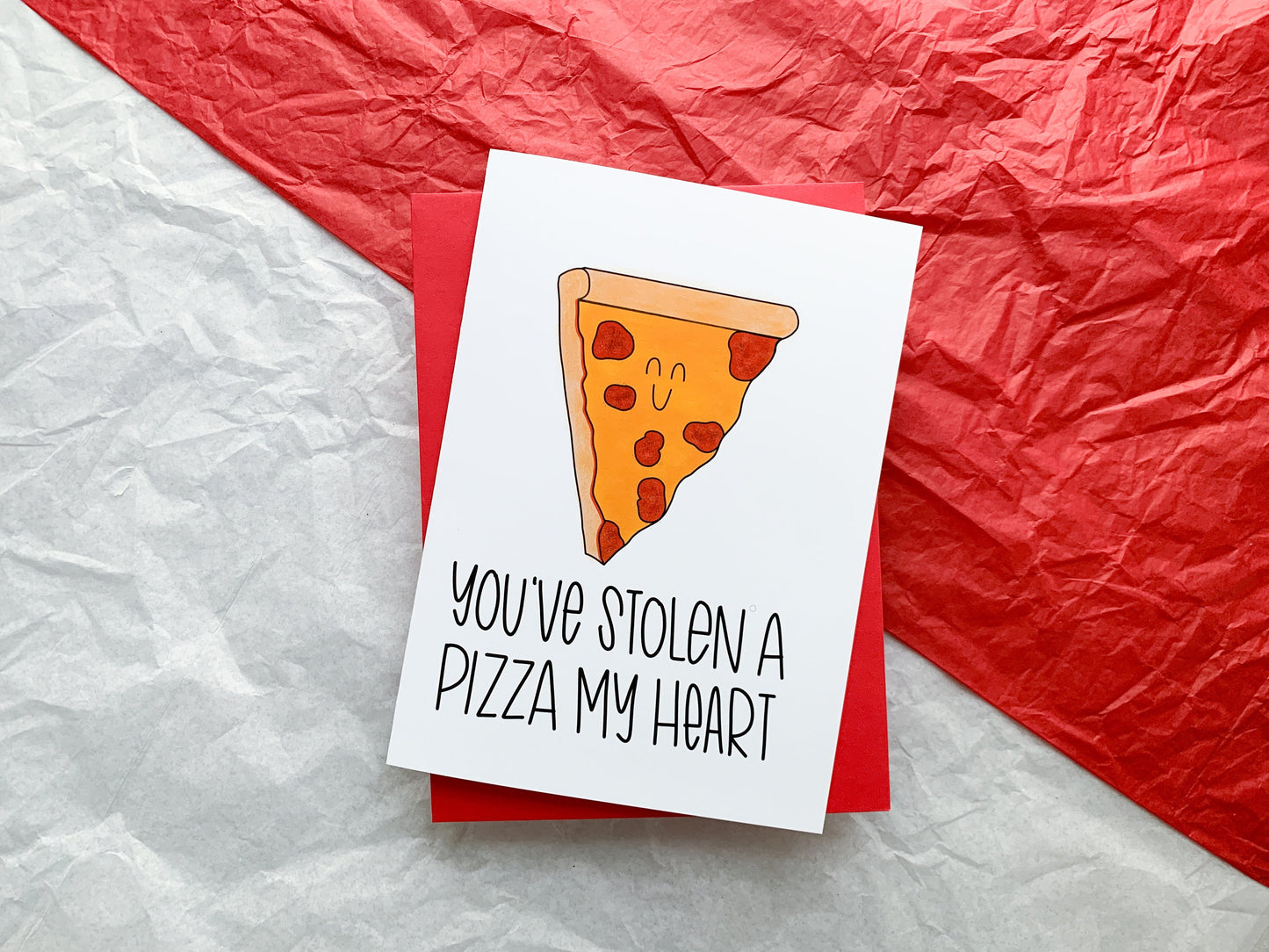 Pizza My Heart Handmade Love Greeting Card by StoneDonut Design