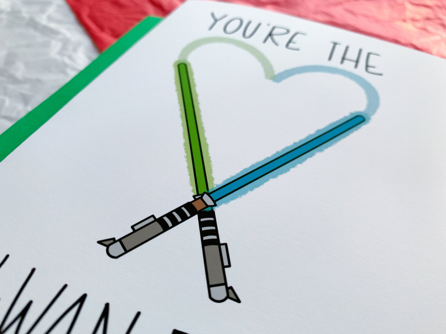 Star Wars Valentine You're the Obi-Wan For Me Handmade Light Saber Card by StoneDonut Design