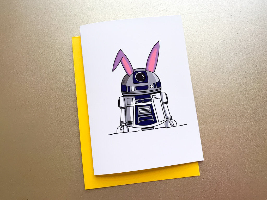 R2D2 Handmade Star Wars Easter Bunny Card by StoneDonut Design