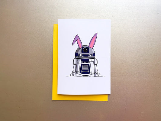 R2D2 Handmade Star Wars Easter Bunny Card by StoneDonut Design