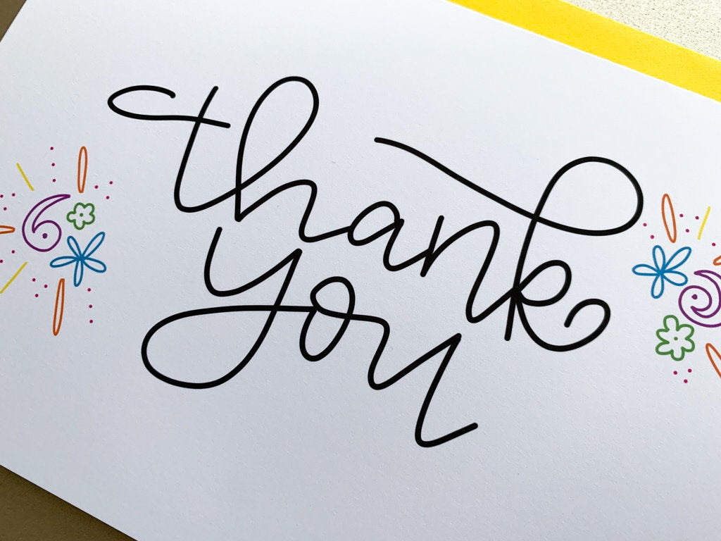 Colorful Handmade Thank You Card by StoneDonut Design