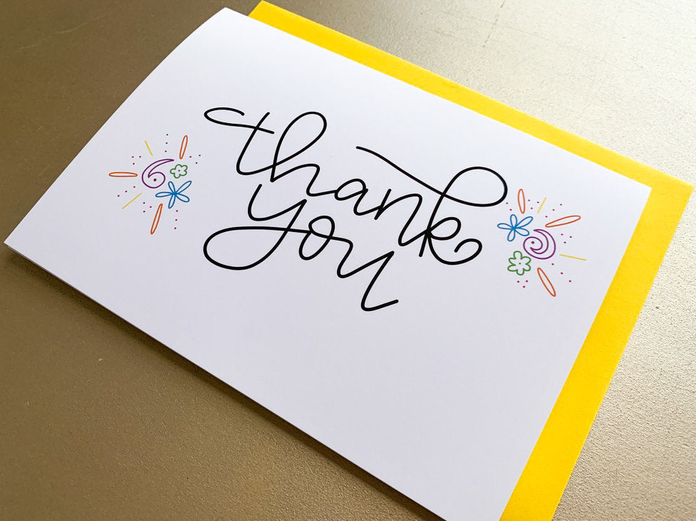 Colorful Handmade Thank You Card by StoneDonut Design