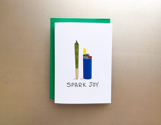 Spark Joy Marie Kondo KonMarie Handmade Cannabis Card by Stone Donut Design