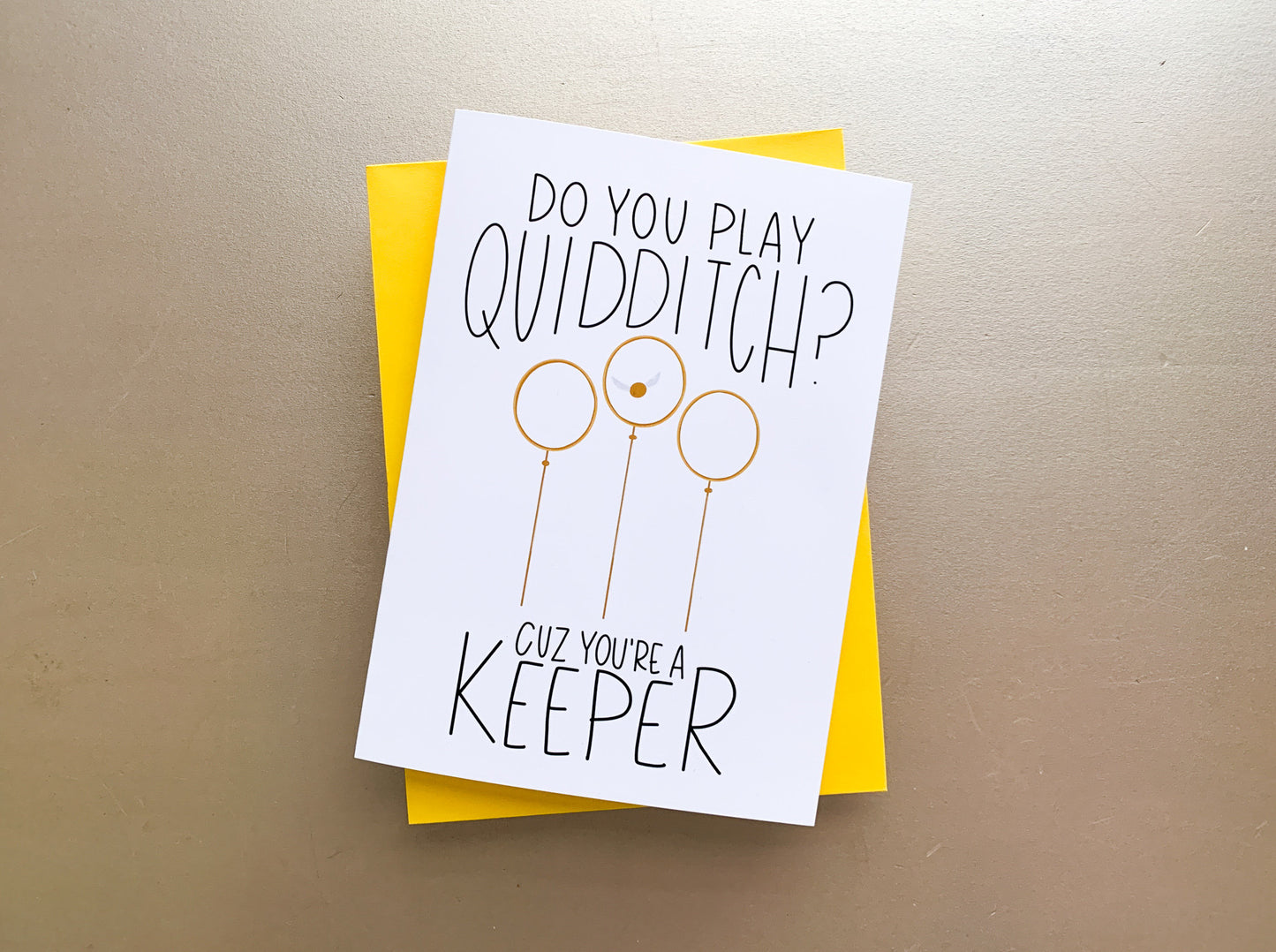 Handmade Harry Potter Quidditch Love Card You're a Keeper by StoneDonut Design