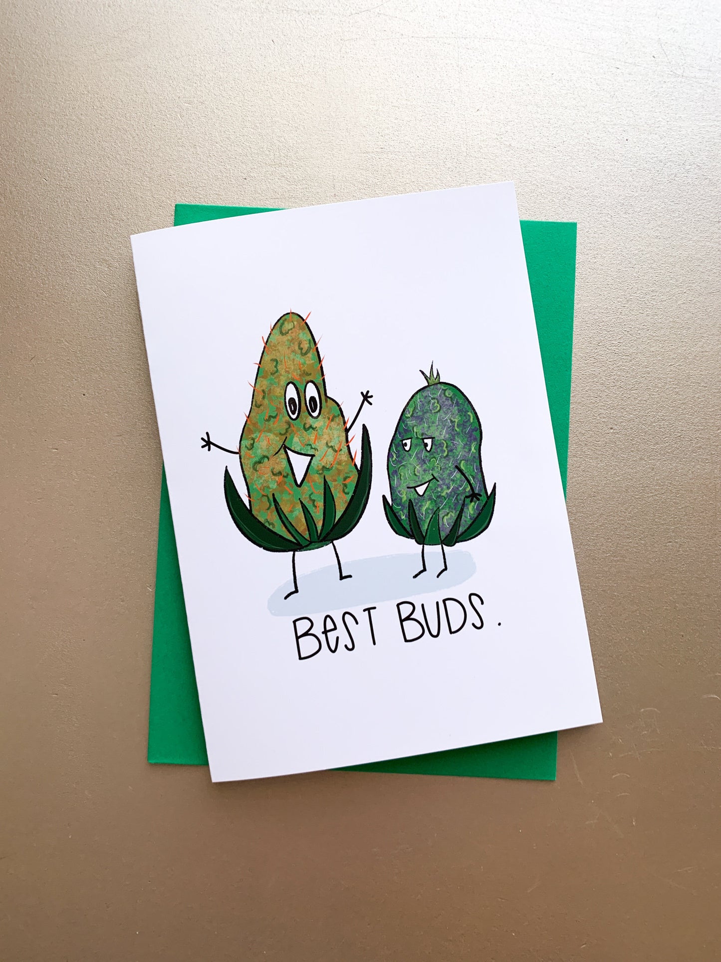 Handmade Best Buds Cannabis Friendship Card for 420 by StoneDonut Design