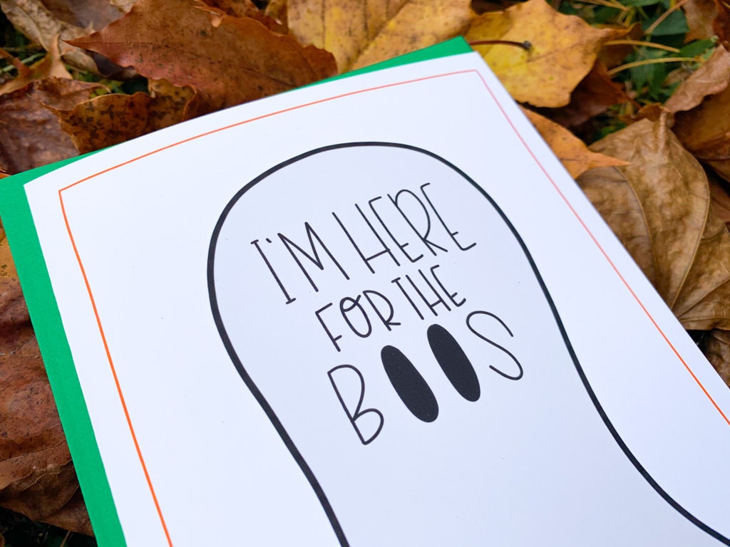 I'm Here For the Boos Funny Halloween Card by StoneDonut Design