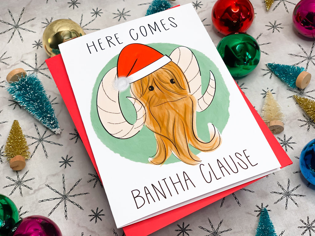 Here Comes Bantha Clause Mandalorian-Inspired Card by StoneDonut Design