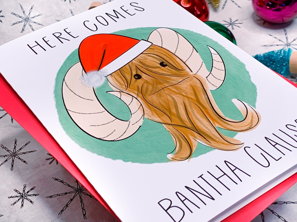 Here Comes Bantha Clause Mandalorian-Inspired Card by StoneDonut Design