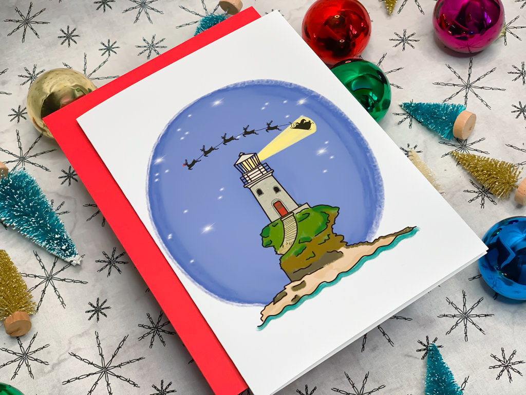 Lighthouse Christmas Card by StoneDonut Design