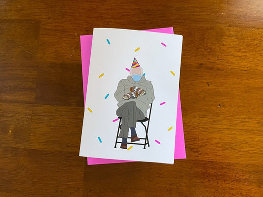 Bernie Sanders Mittens Birthday Party Card by StoneDonut Shop