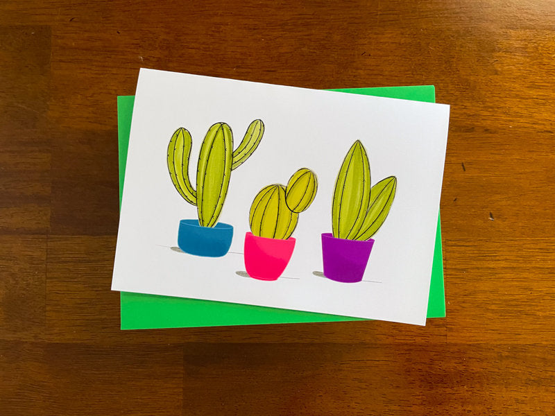 Cactus Greeting Card, Hand Drawn Desert Illustration by StoneDonut Design