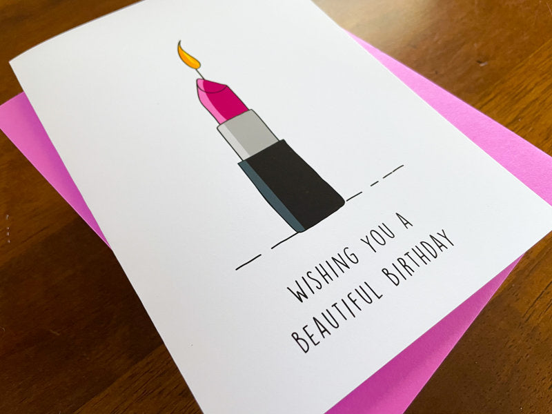 Beautiful Birthday Lipstick Birthday Card by Stone Donut Design