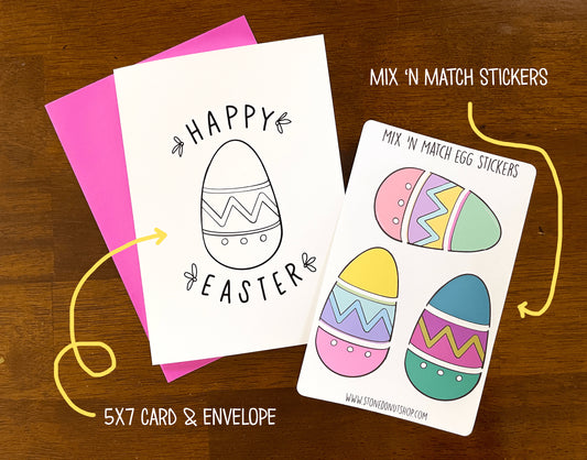 Happy Easter Card with Stickers by StoneDonut Design