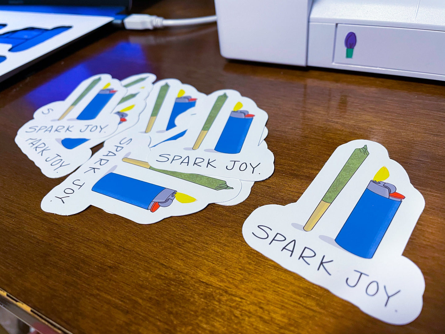 Spark Joy Die Cut Vinyl Sticker by StoneDonut Design