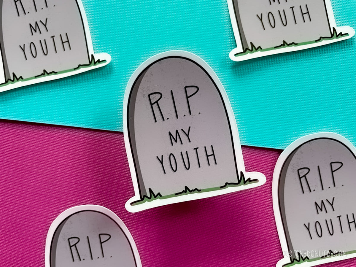 Lla Rip Sticker RIP My Youth Vinyl Sticker – Stone Donut Design